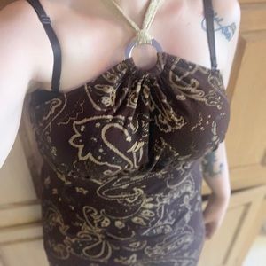 Chanceful brown and gold backless dress